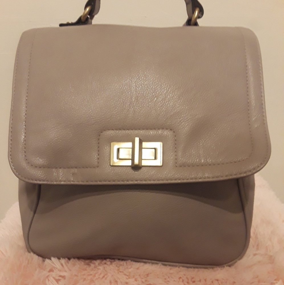 Gray leather back pack
